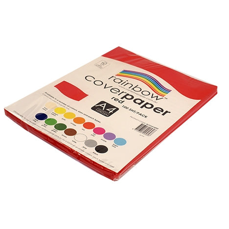 RAINBOW Cover Paper Red A4 100pk