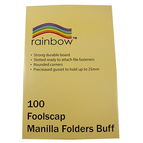 RAINBOW Manilla Folder Foolscap Box 100 (order carton 5 only)