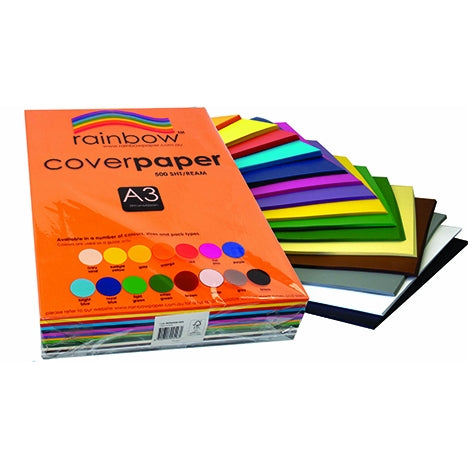 RAINBOW Cover Paper A3-Assorted Colours-500 Sheet