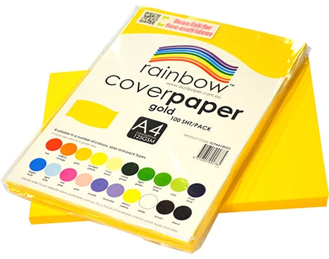 RAINBOW Cover Paper Gold A4 100pk