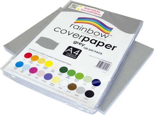 RAINBOW Cover Paper Grey A4 100pk
