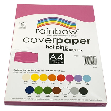 RAINBOW Cover Paper Hot Pink A4 100pk