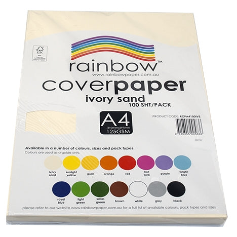 RAINBOW Cover Paper Ivory Sand A4 100pk