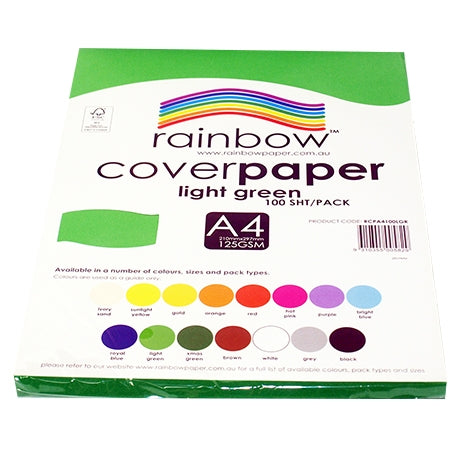 RAINBOW Cover Paper Light Green A4 100pk