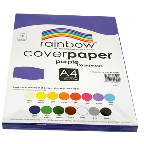 RAINBOW Cover Paper Purple A4 100pk