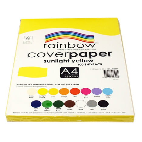 RAINBOW Cover Paper Sunlight Yellow A4 100pk