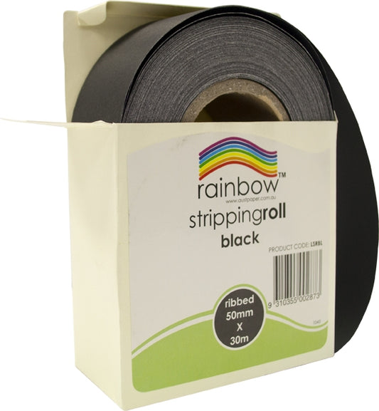 RAINBOW Stripping Roll Ribbed  50mm X 30m BLACK