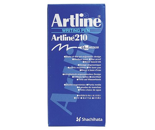 Artline 210 Fibre Tip Pen – Black 0.6mm pk 12