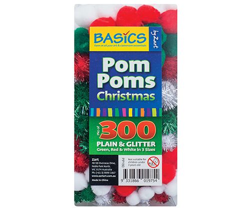 Pom Poms Christmas Asst 300’s