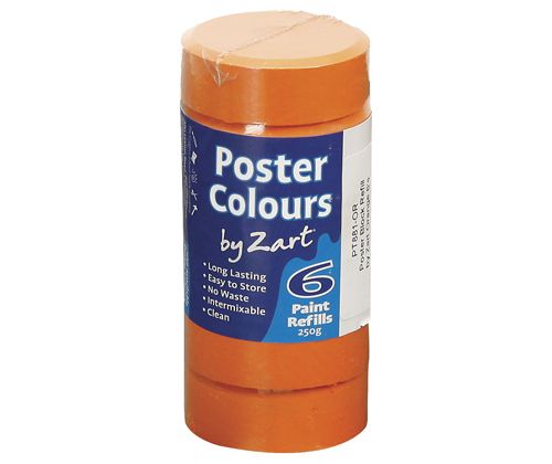 Poster Colours Paint Bocks Thick Set - Refill 6’s Orange