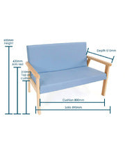 Lounge Set 2 Piece - Beech wood frame with Faux Leather Cushions - Blue :Estimated Dispatch Date: 07-July-2024