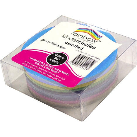 RAINBOW Kinder Gloss Circles Assorted Colours 84gsm 120mm 500pk