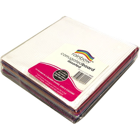 RAINBOW Corrugated Board Squares Assorted colours 180mm 50pk