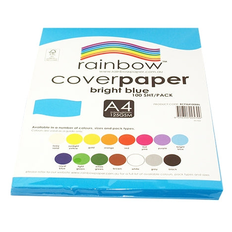 RAINBOW Cover Paper Bright Blue A4 100pk